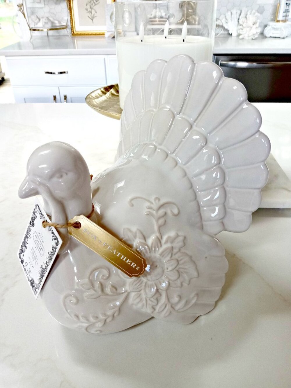 NEW! EXQUISITE FRENCH FARMHOUSE STONEWARE TURKEY DECOR